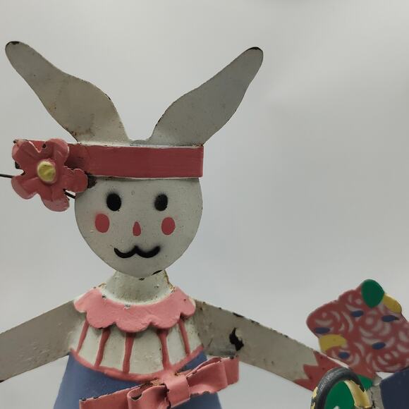 Department 56 Metal Easter Bunny Couple Figurines – Rustic Spring Decor 6 in - Picture 4 of 13